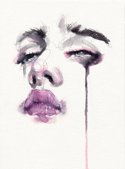 Doriana Popa - Paintings for Sale | Artfinder Watercolor Art Face Abstract, Edgy Watercolor Paintings, Emotional Artwork Portraits, Human Emotions Artwork, Watercolour Portrait Abstract, Expression Art Feelings, Watercolor Art Person, Many Faces Art, Dark Watercolor Art Inspiration