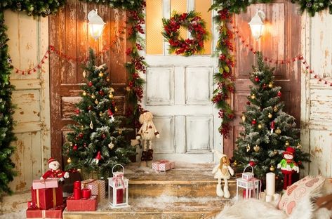 Wrapping Paper Backdrop, Barn Backdrop, Door Backdrop, Funny Christmas Photos, Christmas Photo Booth Backdrop, Christmas Backdrops For Photography, Door Photography, Door Backdrops, Photo Backdrop Christmas