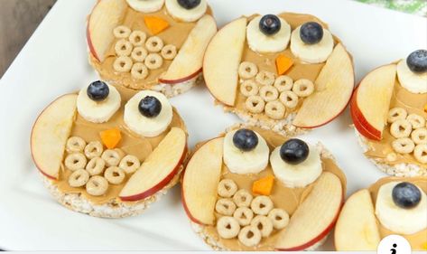 Owl Snacks, Rice Cakes Healthy, Decorações Com Comidas, Food Art For Kids, Cute Snacks, God Mat, Fun Snacks For Kids, Toddler Snacks, Snacks Für Party