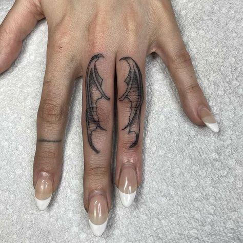 A Tattoo Designs, Wings Tattoos, Stick Poke Tattoo, Bookish Tattoos, Finger Tats, Wing Tattoo Designs, Bat Tattoo, Tattoos Inspo, Wing Tattoo