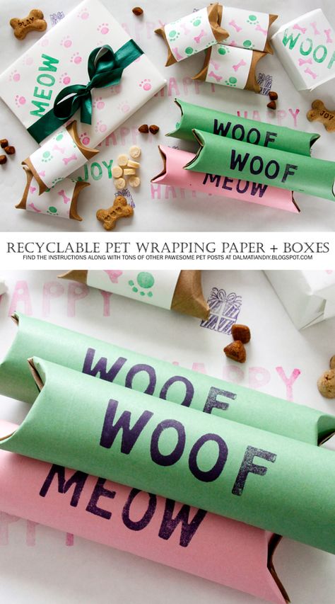 Stamped Wrapping Paper, Puppy Care Package, Treats Packaging, Dog Treat Packaging, Make Your Own Pillow, Pet Party, New Year Diy, Dog Biscuit, Dog Birthday Gift