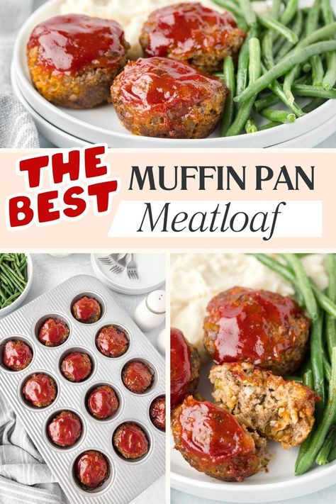 Try this easy Muffin Pan Meatloaf recipe for perfectly portioned, juicy mini meatloaves! Made in less than 30 minutes, these individual meatloaves are great for busy weeknight dinners, meal prep, or a fun twist on a family classic. Kids love this dinner! Meatloaf In Muffin Pan, Muffin Pan Meatloaf Recipes Easy, Meatloaf Recipes Cupcakes Muffin Tins, Easy Mini Meatloaf Muffins, Meatloaf In Muffin Pans Recipe, Individual Mini Meatloafs, Muffin Meatloaf Recipes, Individual Meatloaf Recipes, Muffin Pan Meatloaf Recipes