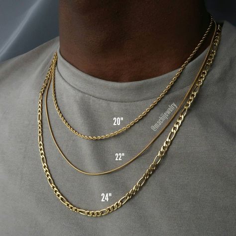 Gold Figaro Chain, Gold Necklace For Men, Figaro Necklace, Mens Jewellery, Figaro Chain Necklace, Layered Chain Necklace, Layered Chain, Layered Necklace Set, Gold Chains For Men