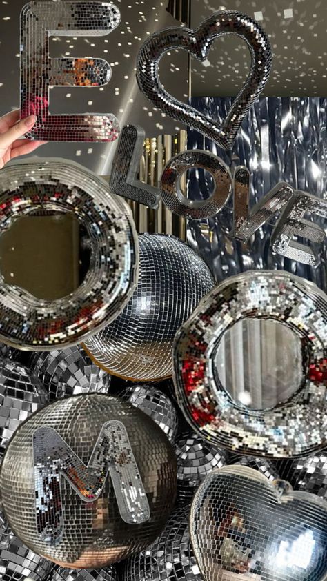 disco balls #discoball #disco #party #partydeco #decor #props #christmas #ornaments #homedecorinspiration #inspiration #birthdayparty Disco Props, Glam Disco Party, Ball Sweet 16, Glam Disco, Sweet 16 Ideas, 40th Birthday Party, Mirror Ball, Disco Balls, Party Inspo