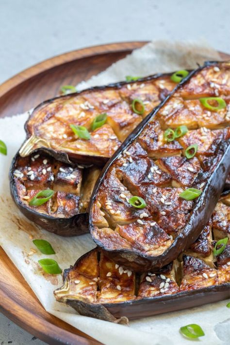 Jamie Oliver Miso Aubergine Eggplant Steaks, Miso Aubergine, Glazed Eggplant, Miso Eggplant, Eggplant Recipe, Miso Glaze, Eggplant Dishes, Peanut Recipes, Food At Home