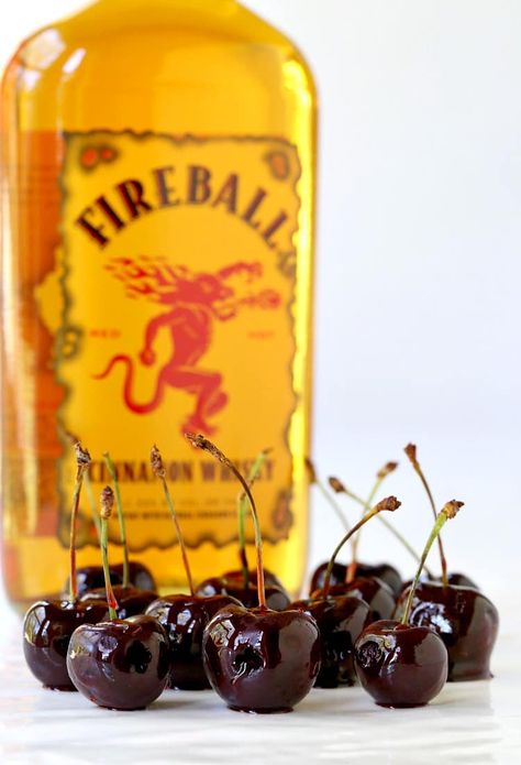 Candied Fireball Cherries | Fireball Whisky Soaked Cherries | Mantitlement Fireball Cherries, Boozy Candy, Candy Apple Kit, Alcohol Soaked Fruit, Liquor Ideas, Boozy Food, Alcohol Treats, Lake Drinks, Alcohol Fruit