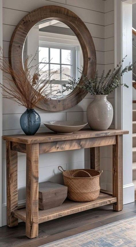 Toca Boca Living Room, Ideas Toca Boca, Rustic Entryway Table, Rustic Entryway, Entryway Table Decor, Home Entrance Decor, Farmhouse Decor Living Room, Entrance Decor, Mirrored Furniture