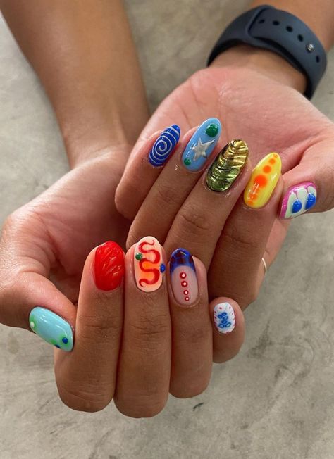 💌pic credits:@houseoforangebali Funky Nail Designs, Acrylic Nail Shapes, Summery Nails, Minimal Nails, Cute Gel Nails, Nails Only, Dream Nails, Fire Nails, Funky Nails