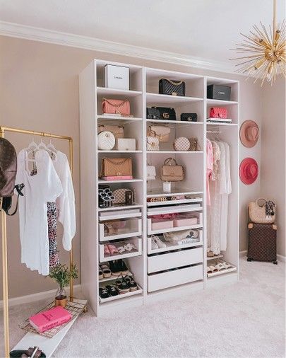 Office Decor / ikea pax closet / cloffice / pink decor @liketoknow.it http://liketk.it/2Tq6z #liketkit #LTKunder50 #LTKstyletip #LTKhome Pax Closet, Home Office Closet, Beauty Room Vanity, Welcome To My Home, Closet Vanity, Dream Closet Design, Chic Bedroom Decor, My Home Office, Luxury Closets Design