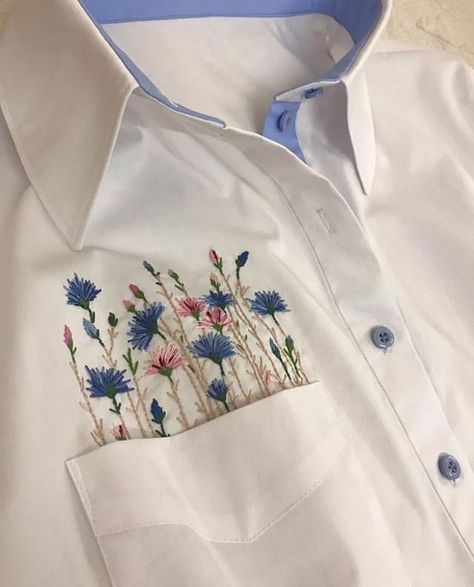 Lab Coat Design Ideas, Lab Coat Embroidery Ideas, Clothes Embroidery Diy, Basic Embroidery Stitches, Pola Sulam, Embroidery On Clothes, Cute Embroidery, 자수 디자인, Sewing Embroidery Designs