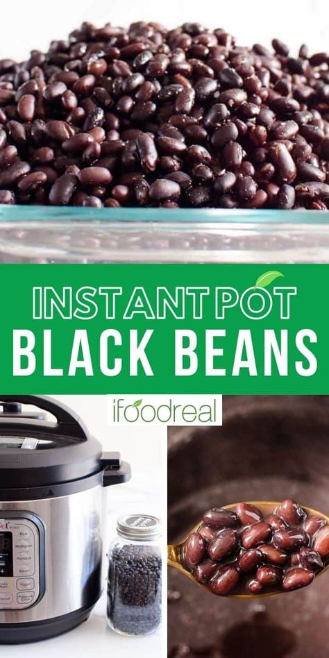 Easy, foolproof and perfect every time Instant Pot Black Beans with only 2 ingredients and in 30ish minutes. Pressure Cooker Black Beans, Crockpot Beans, Instant Pot Black Beans, Homemade Beans, Black Bean Recipes, Vegan Ideas, Dry Beans, How To Cook Beans, Best Instant Pot Recipe