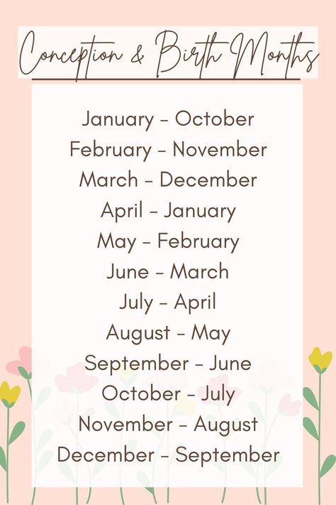 conception and birth months for pregnancy Birth Months Conception, Months To Conceive, Baby Planning Timeline, Baby Conception Month, Baby Conception Chart, Pregnant Month By Month, Conceive Month Birth Month, Conception Month Birth Month, Planning For Pregnancy