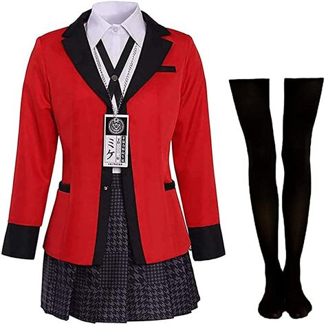 Yumeko Costume, Anime Yumeko, Yumeko Jabami Cosplay, Kakegurui Cosplay, Anime Kakegurui, Jabami Yumeko, Striped Stockings, Anime Halloween, Yumeko Jabami