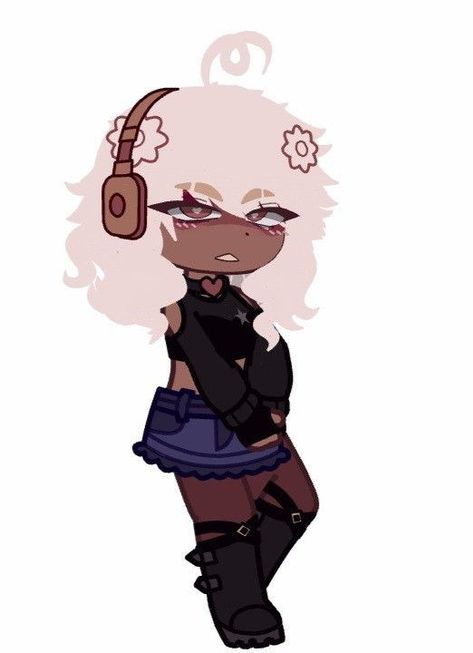 Black Oc Gacha Club, Black Gacha Characters, Gacha Club Oc Black, Aesthetic Gacha Club Hair, Black Gacha Oc, Gacha Life 2 Hair Ideas, African Girls Hairstyles, Emo Oc, Genderfluid Outfits