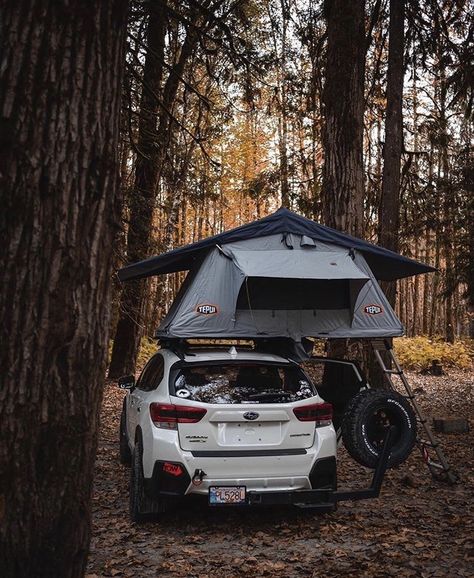 Subaru Crosstrek Roof Tent, White Subaru Crosstrek, Overland Subaru, Crosstrek Accessories, Subaru Crosstrek Accessories, Subaru Outback Offroad, Rooftop Tent Camping, Car Upgrades, Subaru Xv Crosstrek