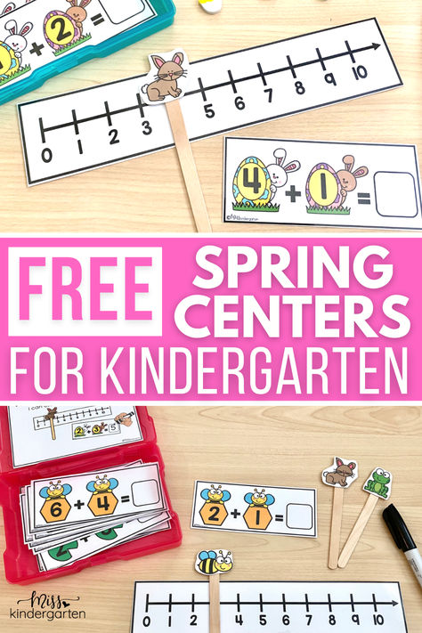 Kindergarten Math Activities Printables, May Craft Kindergarten, Addition And Subtraction Games Kindergarten, Spring Kindergarten Centres, Easter Centers Kindergarten, Classroom Activities For Kindergarten, Spring Literacy Centers Kindergarten, Addition Centers Kindergarten, Math For Kindergarten Activities