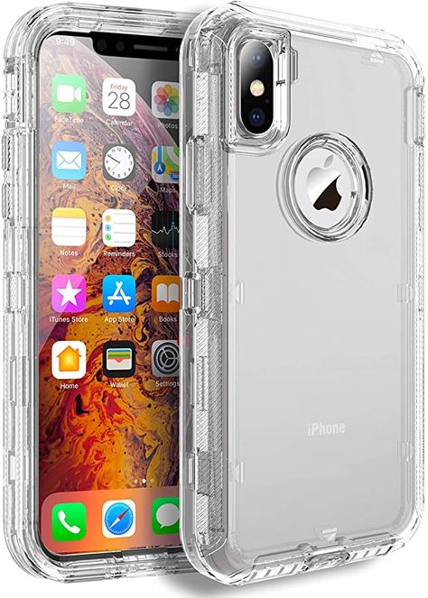 Amazon.com: iPhone Xs Max Heavy Duty Case - by MXX - 3 in 1 Layers Rugged Rubber Shockproof Protection Cases Cover and Support Wireless Charging - (Clear HD) : Cell Phones & Accessories Iphone Xs Phone Covers, Iphone Xmax Case, I Phone Xs Covers, Xs Max Iphone Case, Iphone Xs Max Aesthetic, Iphone Xs Aesthetic, X Max, Iphone Cover Design, Iphone Xs Cover