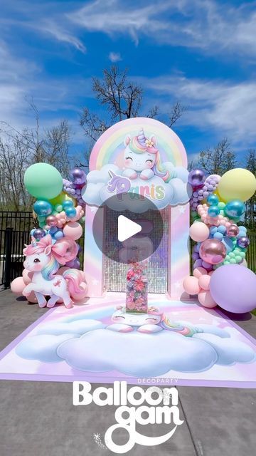 Balloongam LLC on Instagram: "Let’s have a Unicorn Party !!  We loved this unique and creative concept for Paris birthday!🌈💖 💕 • • • Bouncer House by @zonaplaypdx  🦄 🥳Party planning/ full set up: decor, backdrop, balloons- @balloongampdx  • Kids table, chairs, centerpieces, favor box, tags and details by @balloongampdx  🦄 • 💗 • 🌈 • 🦄 • 💗 • 🌈 • 🦄 •. #unicornbirthday #unicornpartyideas #unicornparty #unicorntheme #rainbowparty #rainbowbirthday #partydecorations #partydecor #partydecoration #kidspartydecor #kidspartydecorations #kidspartystyling #kidspartyplanner #balloonspdx #bubblehouse #partytrends #girlsbirthday #partyrentals #partytrends" Kids Table Chairs, Backdrop Balloons, Unicorn Backdrop, Kids Party Planner, Decor Backdrop, Bubble House, Unicorn Balloon, Paris Birthday, Party Trends