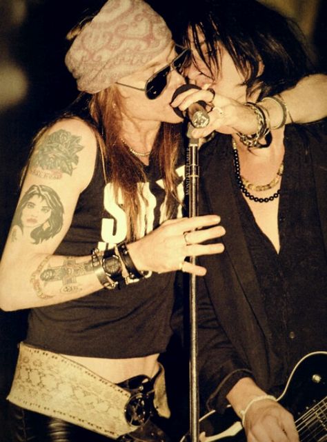 Axl and Izzy Izzy Stradlin, Axl Rose, Long Hair, The Story, Guitar, Roses, Tattoos, Hair