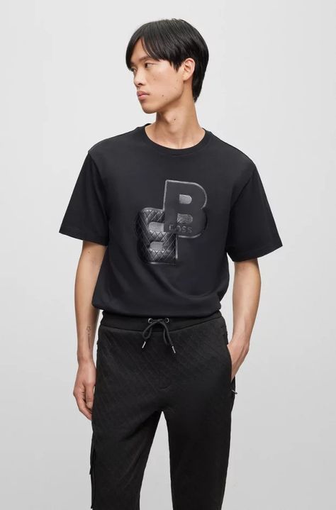 T-Shirts | Men | HUGO BOSS Men Masculine, Hugo Boss Men, Boss Outfit, Boss Men, Cyberpunk Clothes, Black T Shirts, T Shirts Men, Fashion Advice, Hugo Boss