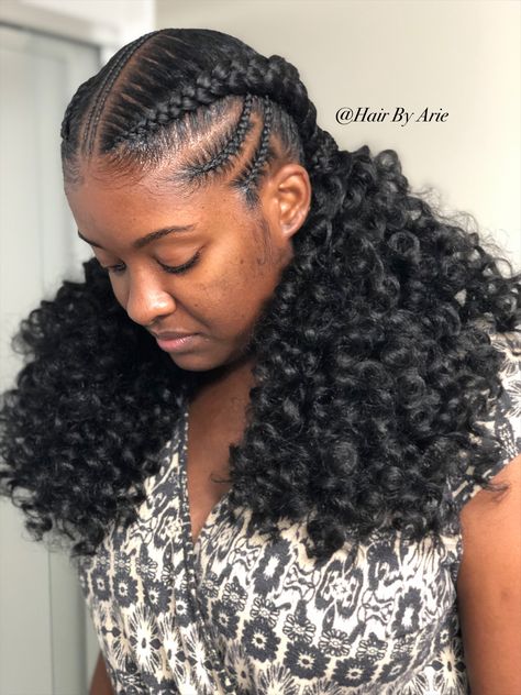 Crochet Ponytail Hairstyle, Half Up Half Down Crochet, Ponytails Hairstyles, Feed In Braids Ponytail, Crochet Ponytail, Natural Hair Ponytail, Sleek Braided Ponytail, Latest Hair Braids, Feed Ins