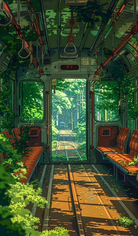 Dream Nature, Andermatt, Japan Illustration, Abandoned Train, Dreamy Artwork, Japon Illustration, Ghibli Art, Cool Wallpapers Art, Fantasy Art Landscapes