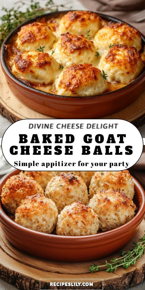 I absolutely love serving these Baked Goat Cheese Balls at my gatherings! They are the perfect blend of creamy and crunchy, making them an irresistible appetizer. Plus, they’re so simple to make! Enhance your party with this divine cheese delight that will have everyone coming back for more. Mini Goat Cheese Balls Appetizers, Goat Cheese Mousse Recipe, High Protein Goat Cheese Recipes, Cheese Ball With Goat Cheese, What To Make With Goat Cheese, Goat Cheese Balls Appetizers, Goat Cheese Crescent Rolls, Chicken And Goat Cheese Recipe, Recipes With Goat Cheese