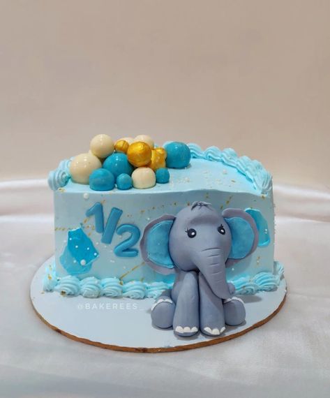 Elephant theme cake Cake For 6 Months, Elephant Theme Cake, Half Birthday Cake, Half Birthday Cakes, Old Cake, Elephant Cake, Elephant Cakes, Elephant Theme, Half Birthday