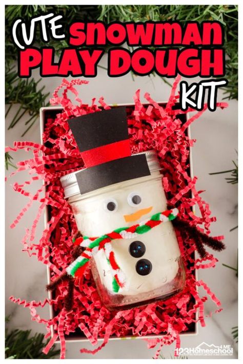 123 Homeschool 4 Me Snowman Playdough, Build A Snowman Kit, Recipe In A Jar, Christmas Gift Kits, 123 Homeschool 4 Me, Snowman Kit, Fun Winter Activities, Playdough Kits, Playdough Recipe