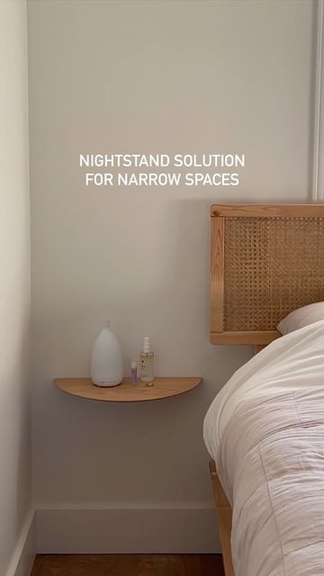 WONHAUS | home reno, diy + design on Instagram: "No more piling things on the floor! I had the hardest time finding bedside tables that fit our narrow space, and realized a shelf could do the trick. Plus you can adjust it according to your bed height :) These shelves are gifted from @audocph and they are so perfect here 🥹 product linked in bio :) check em out or make your own! When you’re hanging anything up, remember to use the tape trick: 1. Position shelf on the wall backwards to determine your placement, and use a laser to line it up with the keyholes 2. Put painters tape across the back of the shelf and mark the keyholes 3. Peel painters tape and place it on the wall, lining it up with the laser and making sure it’s centered 4. Drill where you marked the keyholes, leaving a bit o Shelf On The Wall, Bed Height, Apartment Tour, Painters Tape, Bedside Tables, Home Reno, A Shelf, On The Floor, The Floor