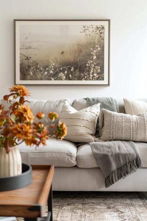 How To Hang Art Above A Couch: Visual Balance Tips Large Art Above Couch, Art Over Sofa, Art Above Sofa, Art Above Couch, Visual Balance, Art Placement, Industrial Minimalist, Above Couch, Hang Art