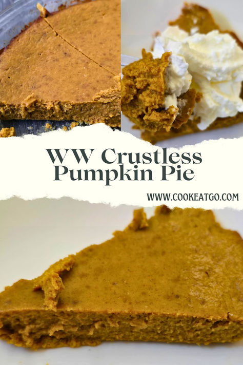 Love pumpkin pie but hate the calories? Try this Weight Watchers Crustless Pumpkin Pie that's as delicious and easy to make! With no crust, it's the perfect low-calorie treat packed with all the fall flavors. Perfect for family gatherings, potlucks, holiday dinners, or a cozy night in. Pin it for later on your pumpkin Pinterest board! Ww Pumpkin Pie, Weight Watchers Pumpkin Pie, Low Cal Pumpkin Pie, Pumpkin Recipes Low Calorie, Weight Watchers Pumpkin Pie Crustless, Ww Pumpkin Pie Weight Watcher Recipes, Weight Watchers Crustless Pumpkin Pie, Zero Point Crustless Pumpkin Pie, Pumpkin Pie Crustless