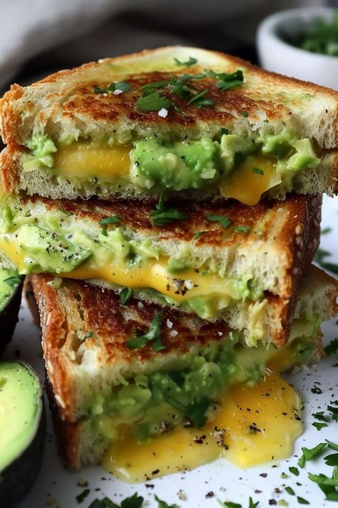 Creamy Avocado Grilled Cheese Avocado Cheese Sandwich, Protein Grilled Cheese, Tomato Avocado Grilled Cheese, Egg Avocado Sandwich, Bacon Guacamole Grilled Cheese, Grilled Cheese With Avocado, Avocado Grilled Cheese, Avocado Sandwich Recipes, Guacamole Grilled Cheese