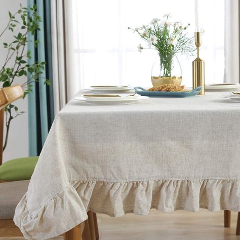 PRICES MAY VARY. Stunning design: Elegant design in premitive linen fabric,Amzali tablecloths offer chic,affordable flair for every holiday party,weddings,birthday,Thanksgiving & Christmas dinner. Material: This is natural cotton texture fabric,soft,stain-resistant.100% cotton linen. Measures 55" Width x 70" Length (140 x 180 cm), size deviation is between 1 to 2 inch.Price for pastoral tablecloth table cloths only, other decorations are not included. Easy to Care: Both hand washing and machine Ruffled Tablecloth, Ruffle Linen, Banquet Decorations, Wedding Tablecloths, Tablecloth Sizes, White Table Cloth, Tablecloth Fabric, Cotton Tablecloths, New Carpet