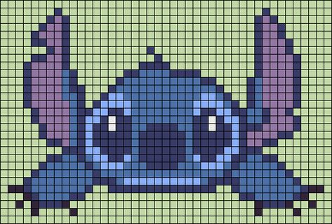 Disney Stitch Cross Stitch Pattern, Disney Grid Patterns, Lilo And Stitch Pixel Art, Stitch Alpha Pattern, Stitch Perler Bead Pattern, Small Alpha Patterns, Pixel Art Stitch, Pixel Art Cartoon, Modele Pixel Art