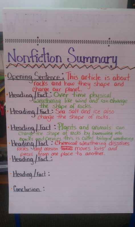 Nonfiction Summary, Summarizing Nonfiction, Third Grade Writing, Summary Writing, Classroom Anchor Charts, Fiction Text, Reading Anchor Charts, Third Grade Reading, Nonfiction Reading