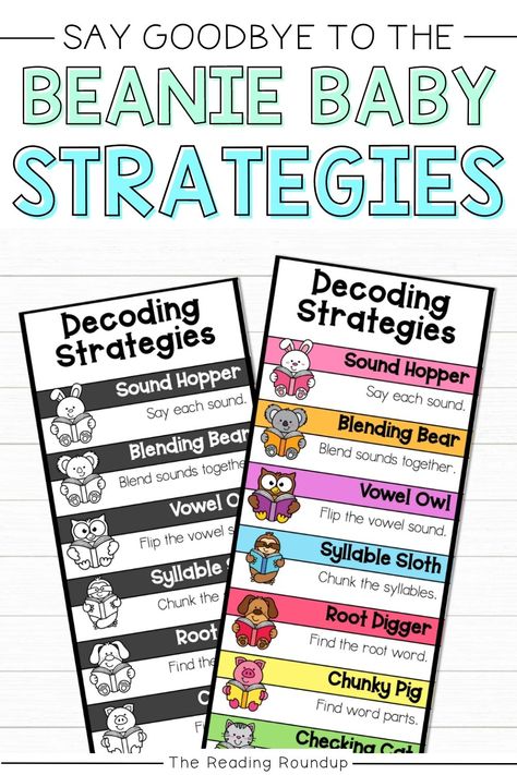 While elementary teachers have used the Beanie Baby Reading Strategies to help struggling readers during guided reading, there are now better ways to help our students! These new decoding strategies are aligned with the science of reading. The strategies help students with phonics skills such as segmenting, blending, cross checking, and breaking words into syllables. Teaching the strategies is easy with the anchor charts, student bookmarks, strategy sticks, parent notes, and reflection sheets. Sor Reading Strategies, Breaking Words Into Syllables, Science Of Reading Posters, Science Of Reading For Parents, Science Of Reading Decoding Strategies, Science Of Reading First Grade, Science Of Reading Kindergarten, Classic Classroom, Decoding Multisyllabic Words