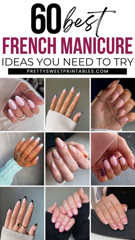 French tip nails Best French Manicure, Coloured French Manicure, French Manicure With A Twist, French Manicure Ideas, Short French Nails, Colored French Tips, French Tip Gel Nails, Short French Tip Nails, Almond Nails French