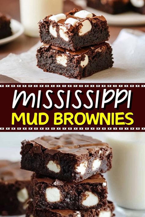 Rich, fudgy, and loaded with layers of indulgence, these Mississippi mud brownies melt in your mouth. Every bite brings decadent flavors and textures. Peanut Butter Mississippi Mud Brownies, Missippi Mud Brownies, Special Brownies, Mississippi Mud Brownies, Mud Brownies, Book Club Food, Bar Desserts, Cookie Cake Pie, Mississippi Mud