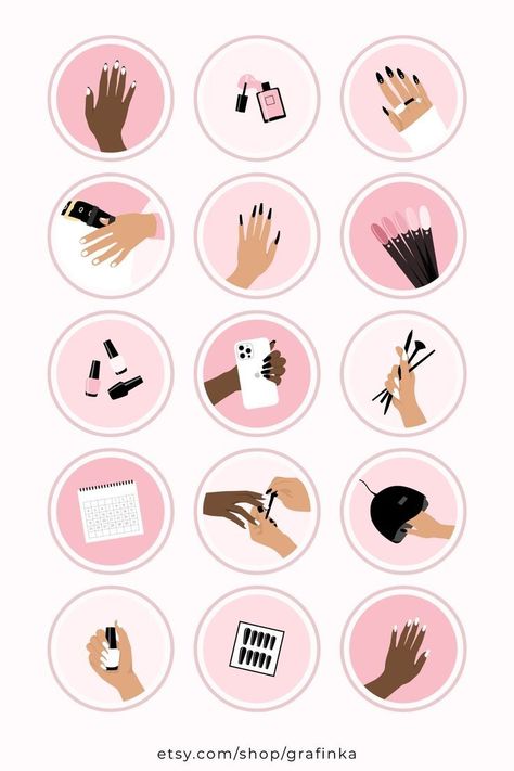 Nails Instagram Story Highlight Covers, Pink Highlight Instagram Icons Nails, Highlight Nails Instagram, Nails Instagram Story, Aesthetic Nail, Instagram Story Highlight Covers, Nail Art Studio, Nail Logo, Instagram Story Highlight, Salon Art