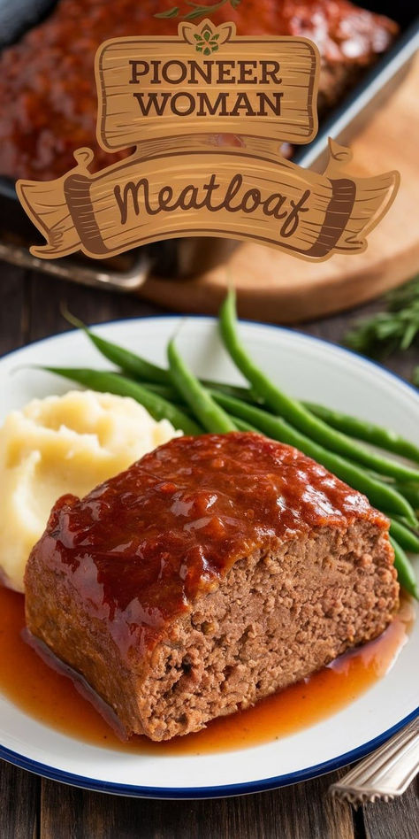 Make dinner a hit with this Pioneer Woman Meatloaf! Packed with flavor, tender and juicy, and topped with a deliciously tangy glaze, it’s the comfort food classic your family will crave. Meatloaf Burgers Recipes, Ree Drummond Recipes Dinners, Pioneer Woman Recipes Easy, Pioneer Woman Freezer Meals, Meatloaf Recipes Easy, Best Meatloaf Recipes, Pioneer Food, Pioneer Foods, Meatloaf Burgers