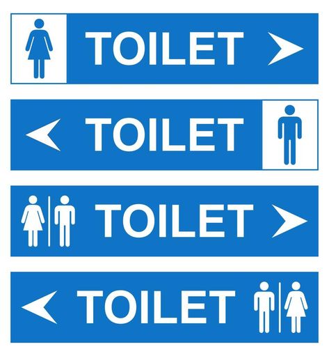 Men Women Toilet Signs, Wc Sign Design, Toilet Signage Design, Public Signage, Blue Signage, Men Toilet, Toilet Logo, Toilet Symbol, Modern Wall Clock Design