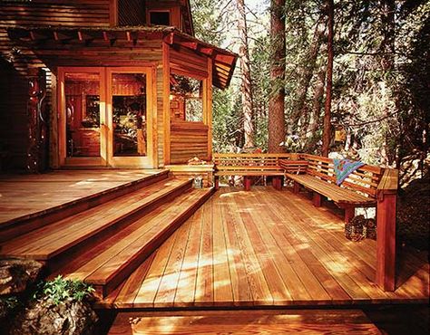 Cabin Deck, Platform Deck, Redwood Decking, Raised Platform, Backyard Patio Deck, Wooden Deck, House Deck, Deck Plans, Decks Backyard