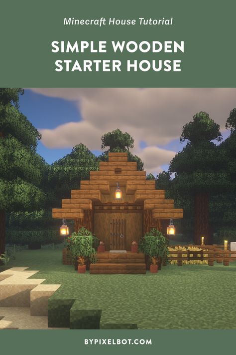 Taiga Biome, Minecraft Wooden House, Minecraft Mountain House, Minecraft House Interior, Minecraft Small House, Wheat Farm, Building A Wooden House, Minecraft Starter House, Minecraft House Ideas