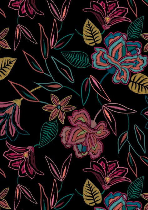 Embroidery Floral | Riachuelo on Behance Abstract Repeat Pattern, Floral Shirt Design, Digital Print Textiles, Fashion Adobe Illustrator, Floral Graphic Design, Paisley Border, Abstract Flowers Print, Design Illustration Fashion, Designer Prints