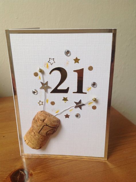 21st Birthday Card Champagne Celebrations by PlumBelleCards 21 Cards, 21st Birthday Card, Champagne Gift, Idee Cricut, 21st Birthday Cards, Bday Cards, 카드 디자인, Ideas Birthday, Birthday Cards Diy