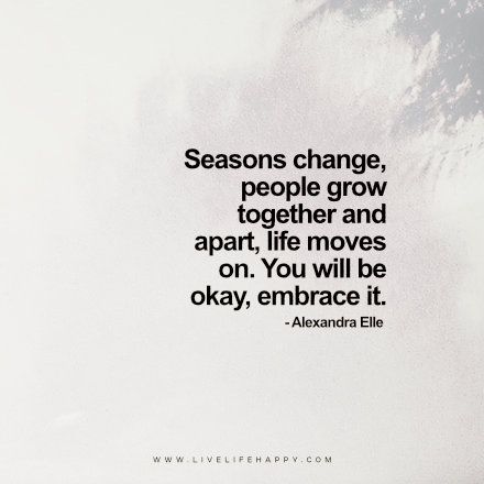 People Grow Together and Apart Seasonal People Quotes, Seasons Change Quotes Life, Season Change Quotes, Seasons Change Quotes, People Change Quotes, Happy Quote, Together Quotes, Live Life Happy, Seasonal Changes