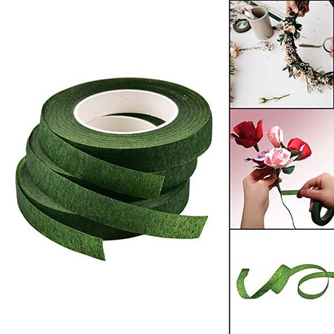 Qincling Florist Tape，3 Rolls Dark Green Floral Tape Flower Tape Floral Stem Wrap Tape Bouquet Tape 90 Feet/Roll: Amazon.co.uk: Amazon.co.uk: Floral Crafts, Floral Tape, Flower Packaging, Floral Craft, Floral Flower, Wedding Florist, Floral Flowers, High Temperature, Washi