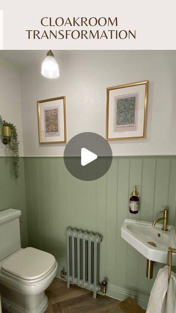 Shelley on Instagram: "Still one of my favourite transformations! Adding a new toilet, basin, panelling, paint and wallpaper and it’s perfect. Comment below if you want to know the name of any of the items. Have a good evening! Shelley x #panelling #tongueandgroove #panelled #panel #cloakroom #cloakroomtransformation #downstairs #downstairstoilet #roomtransformation" Panelled Walls Cloakroom, Panelled Cloakroom, Panelled Cloakroom Toilet, Cloakroom Toilet Ideas, Have A Good Evening, Toilet Basin, Cloakroom Toilet, Downstairs Toilet, New Toilet