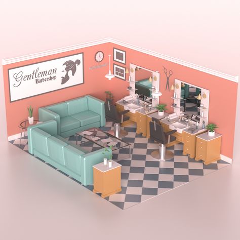 Barber Shop Interior Bloxburg Barber Shop, Barber Shop Interior, Barbershop Design, Plans Architecture, Isometric Design, Building Concept, Architecture Concept Drawings, Store Design Interior, Home Building Design